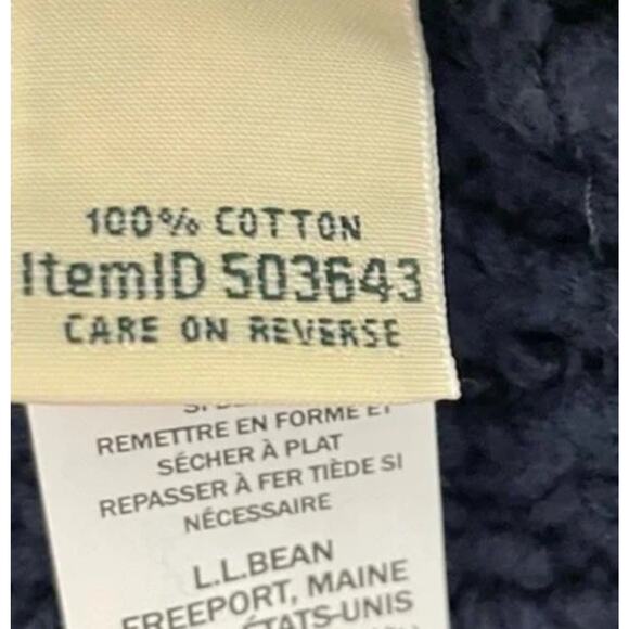 L.L.Bean Women’s Rope Stitch Shaker Cardigan Cotton Cableknit Navy Large NEW - Picture 5 of 8